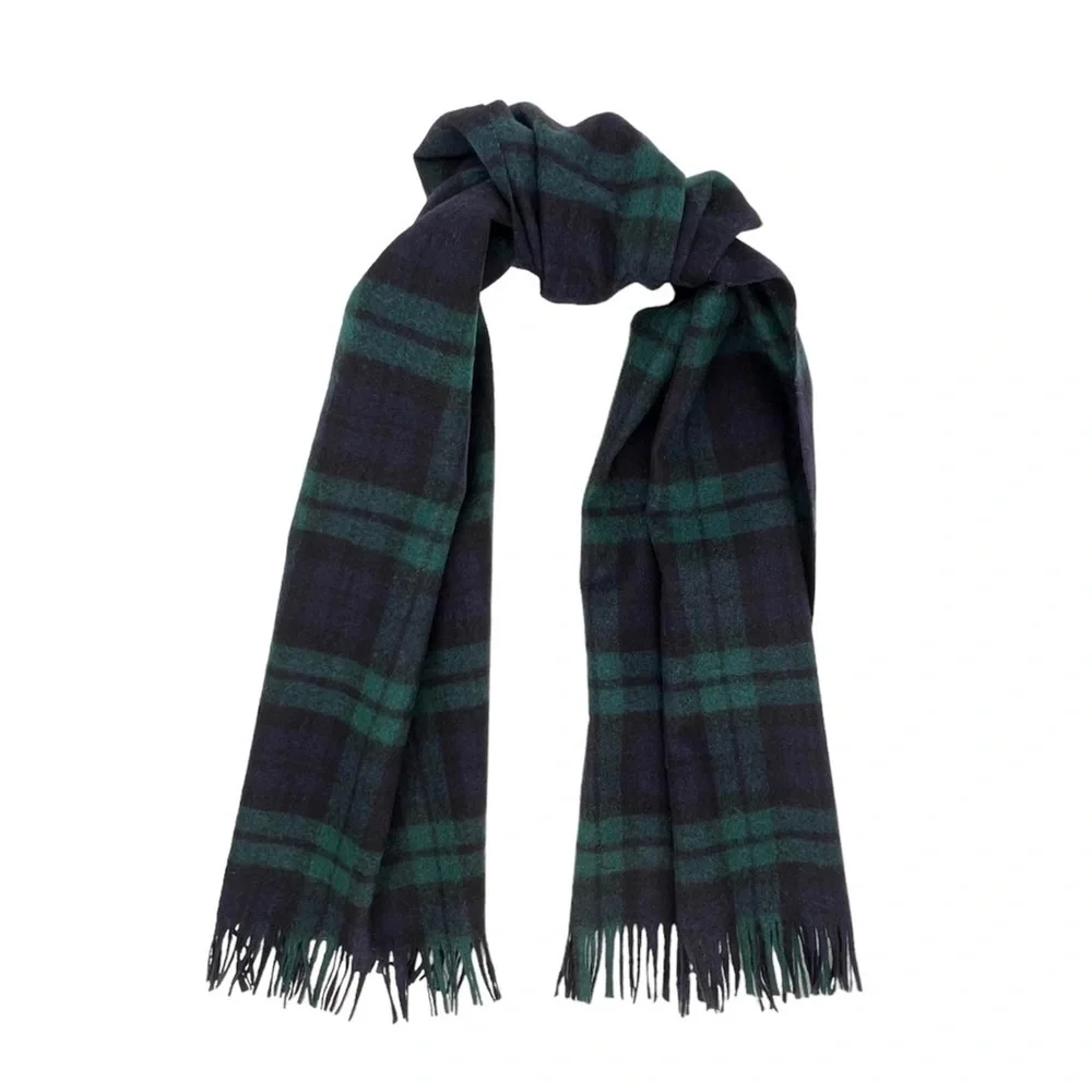 Vintage Pendleton Black Watch Tartan Plaid Wool Men’s Scarf Fringed Vtg EUC